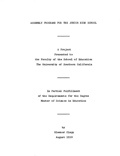 Assembly programs for the junior high school