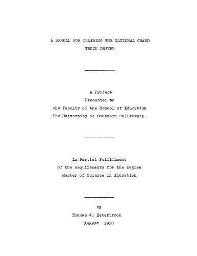A manual for training the National Guard truck driver