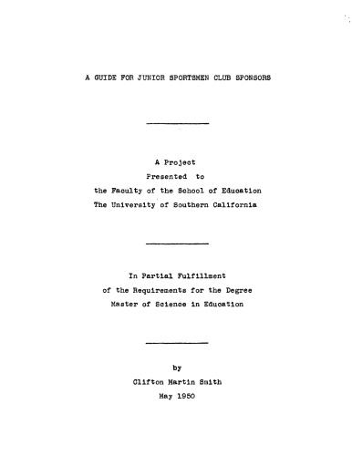 A guide for junior sportsmen club sponsors