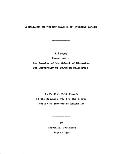 A syllabus in the mathematics of everyday living