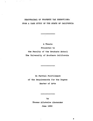 Reappraisal of property tax exemptions: From a case study of the state of California