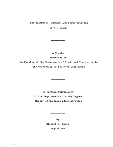 The evolution, growth, and potentialities of air coach
