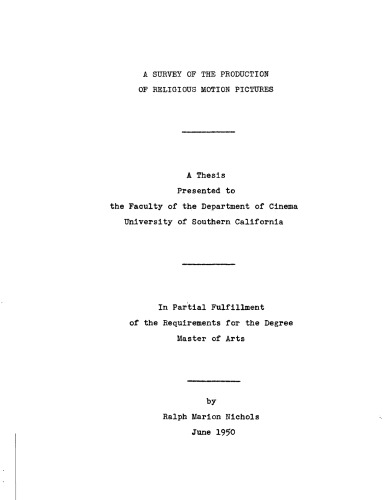 A survey of the production of religious motion pictures