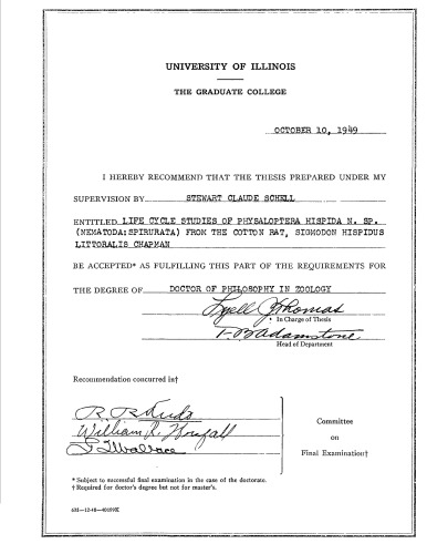 LIFE CYCLE STUDIES OF PHYSALOPTERA HISPIDA N. SP. (NEMATODA: SPIRURATA) FROM THE COTTON RAT, SIGMODON HISPIDUS LITTORALIS, CHAPMAN