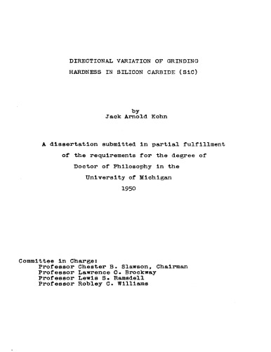 DIRECTIONAL VARIATION OF GRINDING HARDNESS IN SILICON-CARBIDE