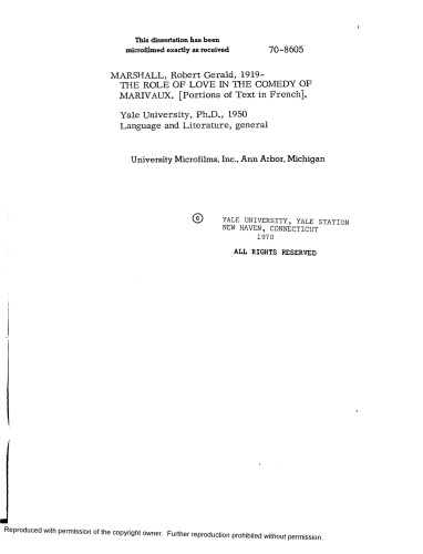 THE ROLE OF LOVE IN THE COMEDY OF MARIVAUX