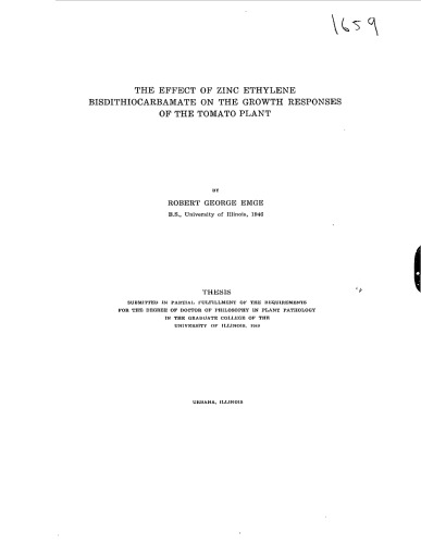 THE EFFECT OF ZINC ETHYLENE - BISDITHIOCARBAMATE ON THE GROWTH RESPONSES OF THE TOMATO PLANT