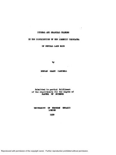 Diurnal and seasonal changes in the distribution of the limnetic crustacea of central Lake Erie