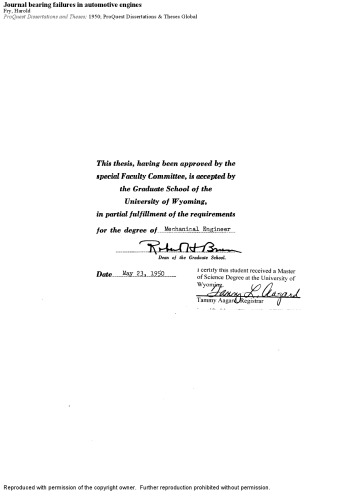 Journal bearing failures in automotive engines