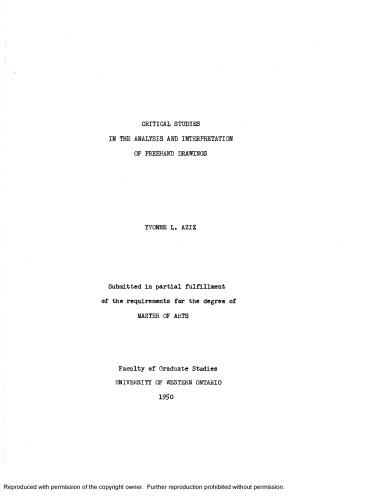 Critical studies in the analysis and interpretation of freehand drawings