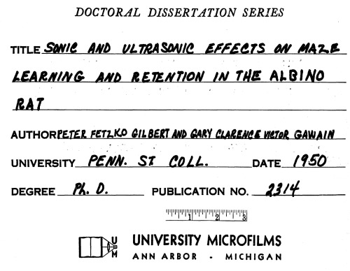 SONIC AND ULTRASONIC EFFECTS ON MAZE LEARNING AND RETENTION IN THE ALBINORAT