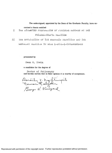 I. THE ATTEMPTED PREPARATION OF PYRIDINE KETONES BY THE FRIEDEL-CRAFTS REACTION II. THE APPLICATION OF THE MEERWEIN REDUCTION AND THE LEUCKART REACTION TO SOME 1-ACYL-1-CYCLOHEXENES