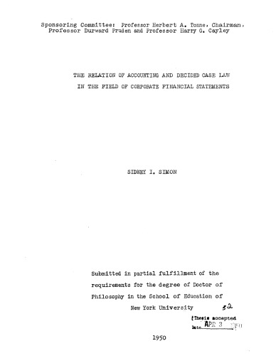 THE RELATION OF ACCOUNTING AND DECIDED CASE LAW IN THE FIELD OF CORPORATE FINANCIAL STATEMENTS