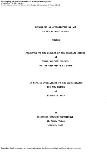 Developing an appreciation of art in the primary grades