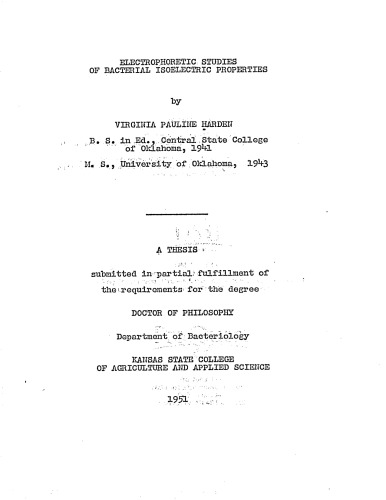 Electrophoretic studies of bacterial isoelectric properties
