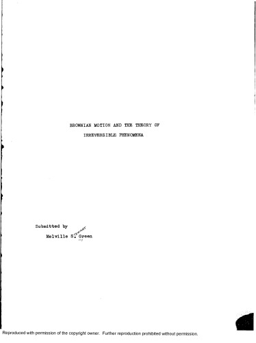 BROWNIAN MOTION AND THE THEORY OF IRREVERSIBLE PHENOMENA