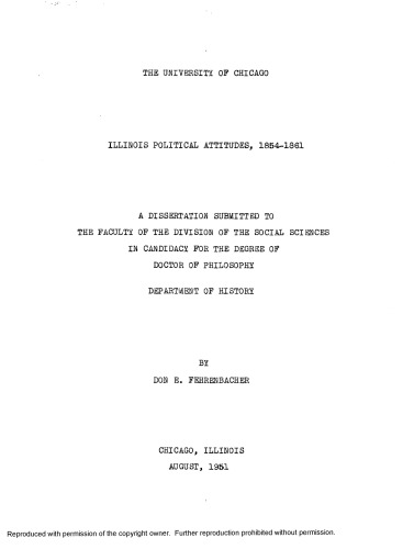 ILLINOIS POLITICAL ATTITUDES, 1854-1861