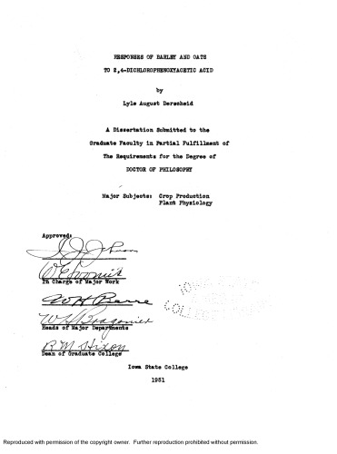 Responses of barley and oats to 2,4-dichlorophenoxyacetic acid