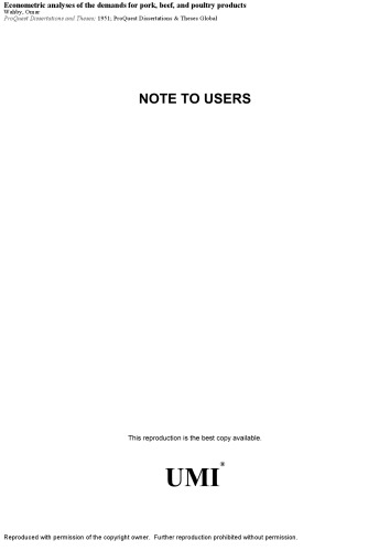 Econometric analyses of the demands for pork, beef, and poultry products