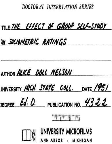 The Effect of Group Self-Study on Sociometric Ratings