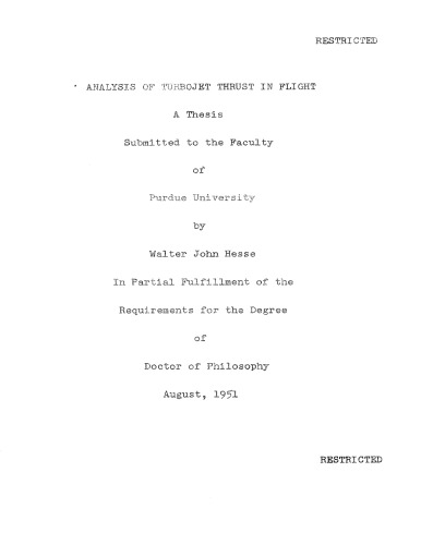 Analysis of Turbojet Thrust in Flight