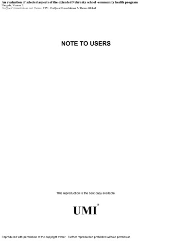 An evaluation of selected aspects of the extended Nebraska school -community health program