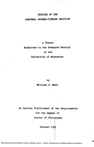 STUDIES OF THE ABNORMAL REIMER-TIEMANN REACTION