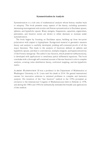 Symmetrization in Analysis
