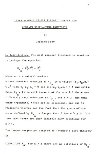 Links between stable elliptic curves and certain diophantine equations