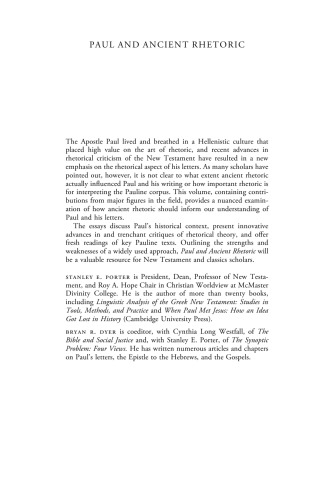 Paul and Ancient Rhetoric Theory and Practice in the Hellenistic Context