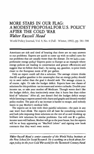 More Stars in Our Flag: A Modest Proposal for U.S. Policy after the Cold War