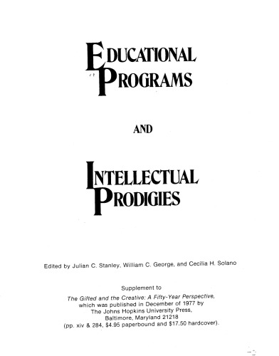Educational Programs and Intellectual Prodigies