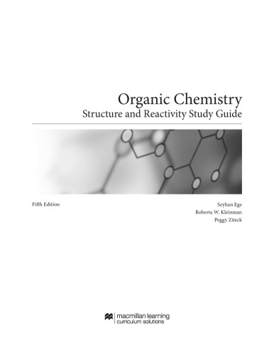 Organic Chemistry: Structure and Reactivity Study Guide