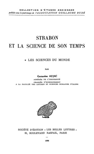 Strabon et la science de son temps les sciences du monde
