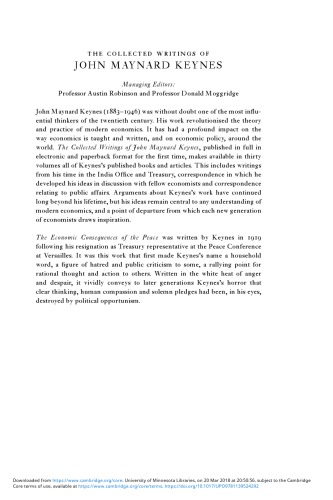 The Economic Consequences of the Peace