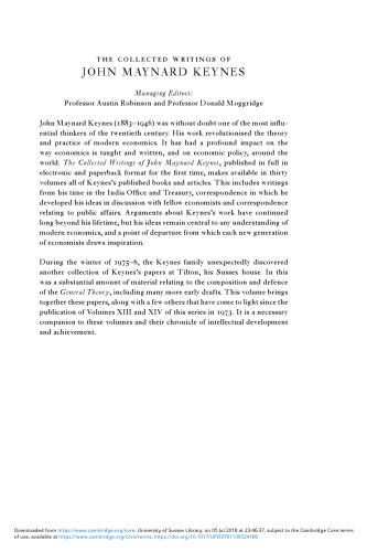 The General Theory and After: A Supplement