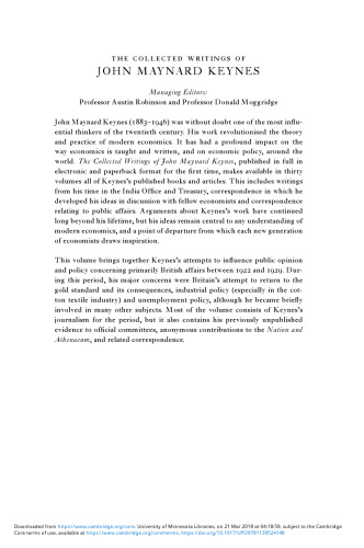 Activities 1922-1929: The Return to Gold and Industrial Policy