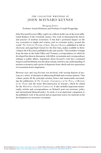 Activities 1920-1922: Treaty Revision and Reconstruction