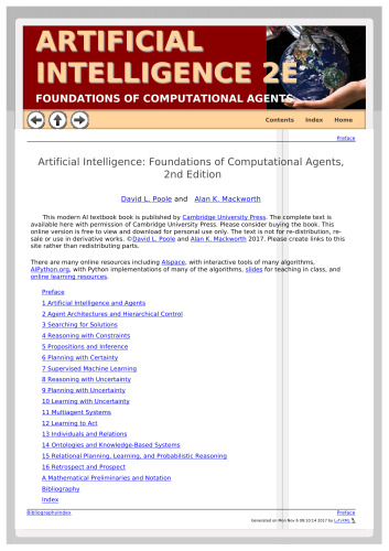 Artificial Intelligence: Foundations of Computational Agents