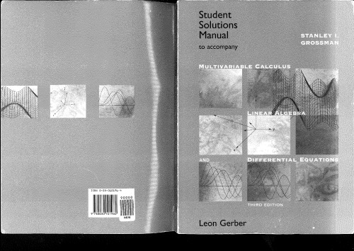Student solutions manual to accompany multivariable calculus linear algebra and differential equations