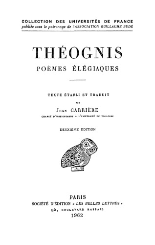 Théognis, Poèmes élégiaques