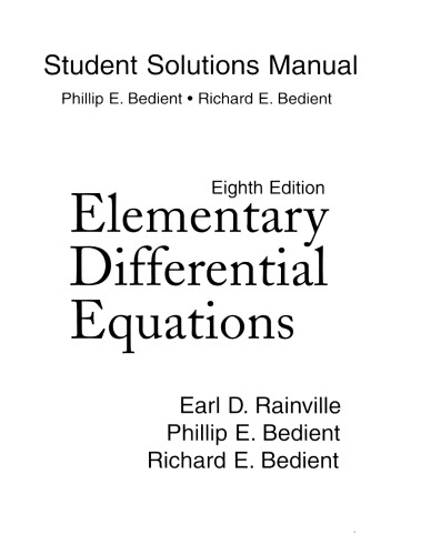 Elementary Differential Equations, Student Solutions Manual