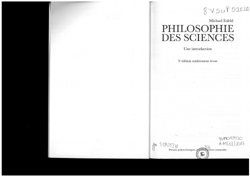 Philosophie des sciences, Une introduction. 3 ed.