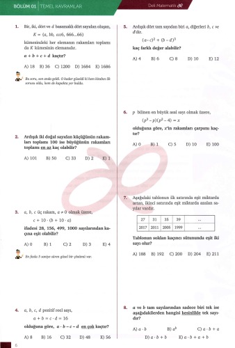 Orijinal Deli TYT Matematik Ünite 1