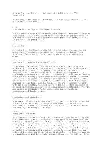 Baltasar Graciáns Handorakel und Kunst der Weltklugheit - 300 Lebensregeln