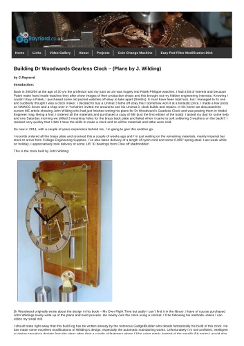 Philip Woodward , Gearless Clock, Horology