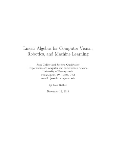 Linear Algebra for Computer Vision, Robotics, and Machine Learning