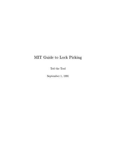 MIT Guide To Lock Picking