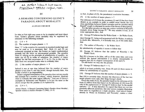 A Remark Concerning Quine’s Paradox about Modality