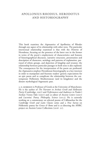 Apollonius Rhodius, Herodotus and Historiography
